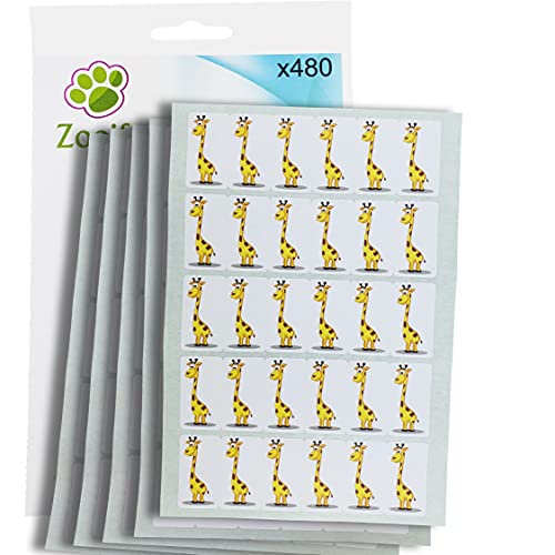 480 x Aufkleber - Giraffe (38 x 21 mm). Hochwertige selbstklebende Etiketten mit Tiermotiv von Zooify. von Zooify