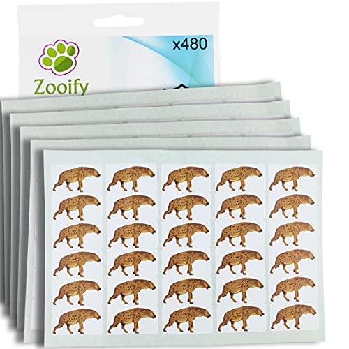 480 x Aufkleber - Hyäne (38 x 21 mm). Hochwertige selbstklebende Etiketten mit Tiermotiv von Zooify. von Zooify