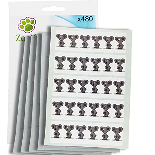 480 x Aufkleber - Koalabär (38 x 21 mm). Hochwertige selbstklebende Etiketten mit Tiermotiv von Zooify. von Zooify