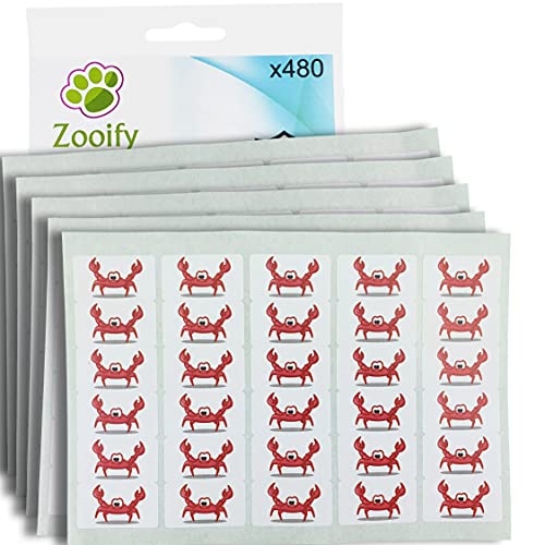 480 x Aufkleber - Krabbe (38 x 21 mm). Hochwertige selbstklebende Etiketten mit Tiermotiv von Zooify. von Zooify