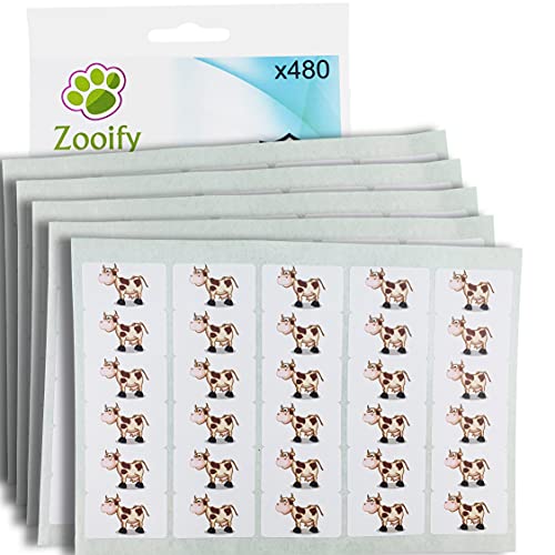 480 x Aufkleber - Kuh (38 x 21 mm). Hochwertige selbstklebende Etiketten mit Tiermotiv von Zooify. von Zooify
