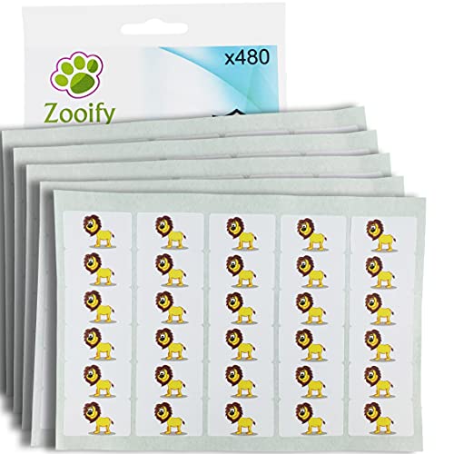 480 x Aufkleber - Löwe (38 x 21 mm). Hochwertige selbstklebende Etiketten mit Tiermotiv von Zooify. von Zooify