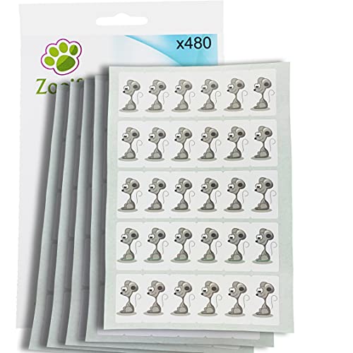 480 x Aufkleber - Maus (38 x 21 mm). Hochwertige selbstklebende Etiketten mit Tiermotiv von Zooify. von Zooify