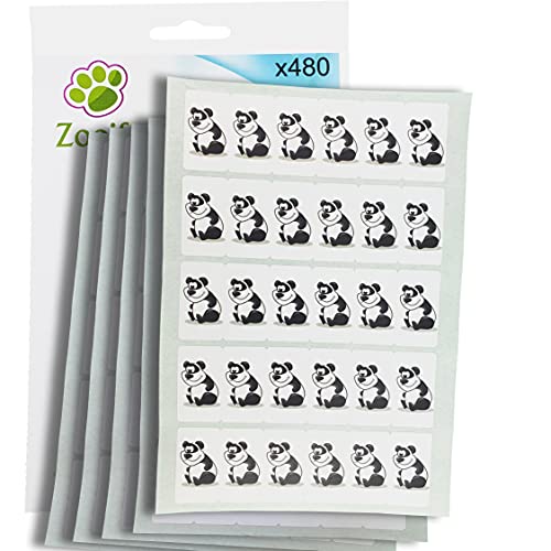 480 x Aufkleber - Panda (38 x 21 mm). Hochwertige selbstklebende Etiketten mit Tiermotiv von Zooify. von Zooify