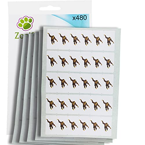 480 x Aufkleber - Schimpanse (38 x 21 mm). Hochwertige selbstklebende Etiketten mit Tiermotiv von Zooify. von Zooify