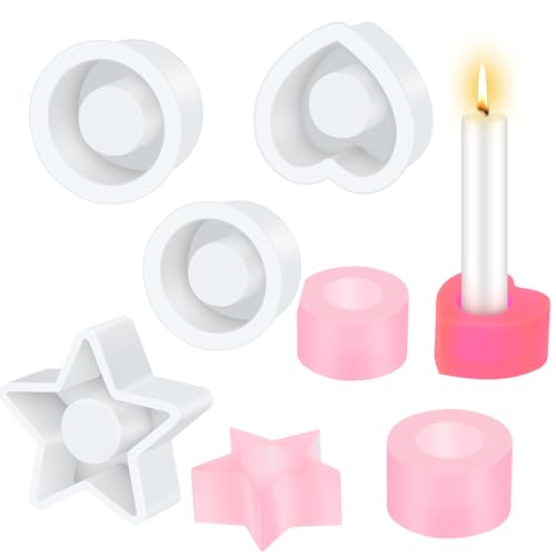 4 Stück Silikonformen GießFormen,Silikonform Kerzenhalter Kerzen, 3D Kerzenhalter Silikonformen Epoxidharz für Kerzenständer Tablett,Für Ambiente, Möbeldekoration, DIY-Geschenke von Zoomarlous