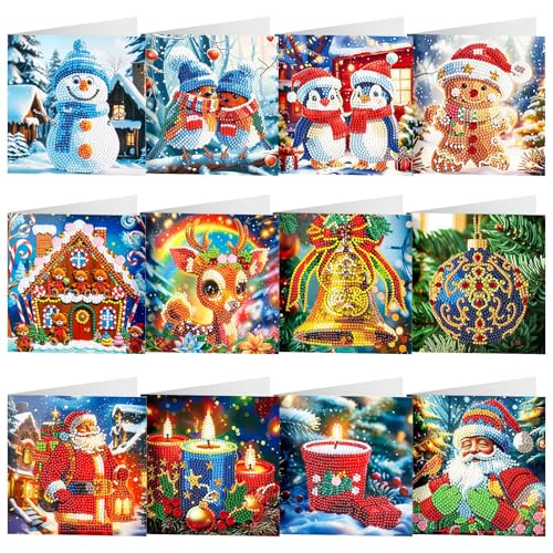 Zoomarlous Diamond Painting Weihnachten, 12 Stück 5D Diamond Painting Weihnachtskarten Mit Umschlag Set Diy Grußkarten Für Weihnachten Christmas Cards Postkarten Für Weihnachten, Feiertage Zoomarlous Diamond Painting Weihnachten, 12 Stück 5D Diamond Painting Weihnachtskarten Mit Umschlag Set Diy Grußkarten Für Weihnachten Christmas Cards Postkarten Für Weihnachten, Feiertage von Zoomarlous