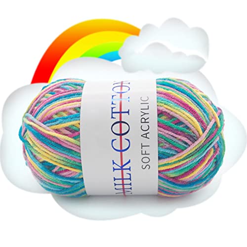 50 g Strickgarn Regenbogenwolle Heller Farbverlauf bunt super weich langlebig Milchbaumwolle grobes Garn zum Häkeln für Handschuhe Pullover Schals Pullover Wollmütze von Zoomlie