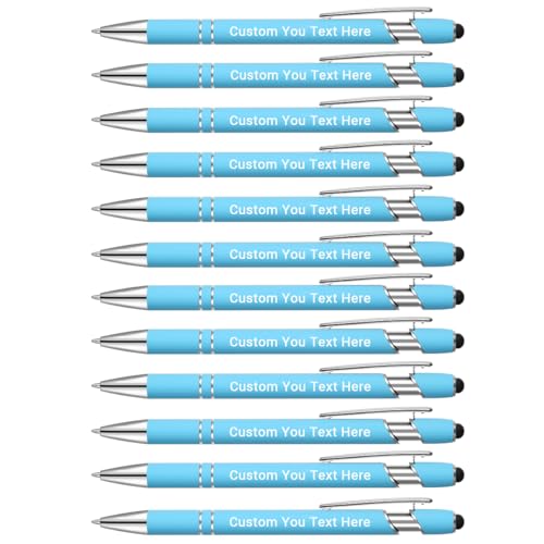 Zoonnis 24 Stück personalisierte Kugelschreiber mit Stylus-Spitzen für Geschäft, personalisierbar, gravierter Stift in Großpackung für Damen und Herren, mit Namentext, personalisierter Stift, von Zoonnis