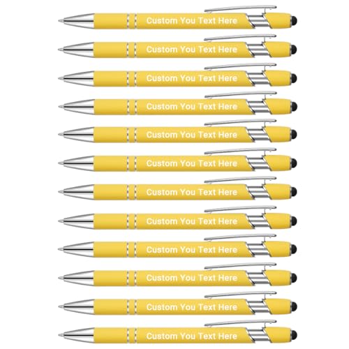 Zoonnis 48 Stück personalisierte Kugelschreiber mit Stylus-Spitzen für Geschäft, personalisierbar, gravierter Stift in Großpackung für Damen und Herren, mit Namentext, personalisierter Stift, von Zoonnis