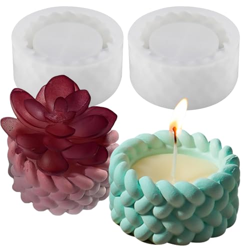 Silikonform Kerzenhalter, 2PCS Kerzenhalter Silikonform, Rund GießForm Kerzenhalter, Silikon Gießformen für Kerzen Blumentöpfe, für teelichthalter Kerzenherstellung,Ornamente,Blumentopf von Zoonvii