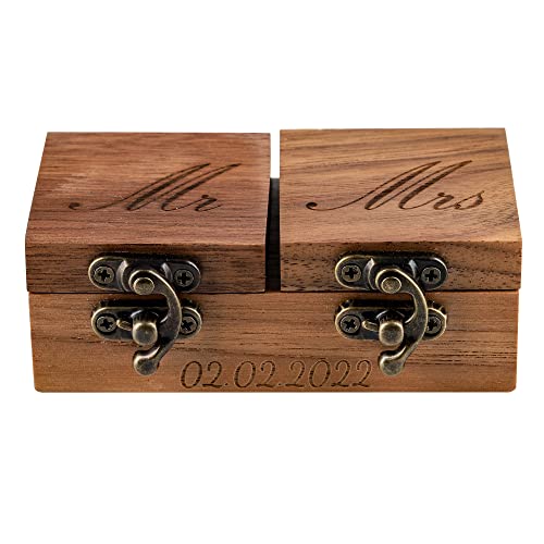 Zopmopae Personalisierte Ehering-Box, Holz-Verlobungsring-Halter, benutzerdefinierte rustikale gravierte Schmuckschatulle, Vorschlags-Ring-Träger-Box, tragbare Holz-Ring-Box für Hochzeitszeremonie Zopmopae Personalisierte Ehering-Box, Holz-Verlobungsring-Halter, benutzerdefinierte rustikale gravierte Schmuckschatulle, Vorschlags-Ring-Träger-Box, tragbare Holz-Ring-Box für Hochzeitszeremonie von Zopmopae