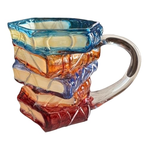 ZoraYorce 3D Lackierter Buch Becher einzigartiger handgefertigter Glasgetränk Tasse Neuheit Wasserbecher Geschenke (a) von ZoraYorce