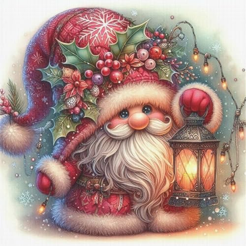 ZoraYorce Christmas Gnom gedrucktes Kreuzstich -Kit 40x40cm DIY 11CT Stickerei Handwerkssatz von ZoraYorce
