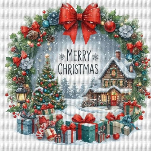 ZoraYorce Full Stickerei Eco-Cotton-Thread 14CT gezählt Weihnachtskreuzstitch Kit40x40cm von ZoraYorce