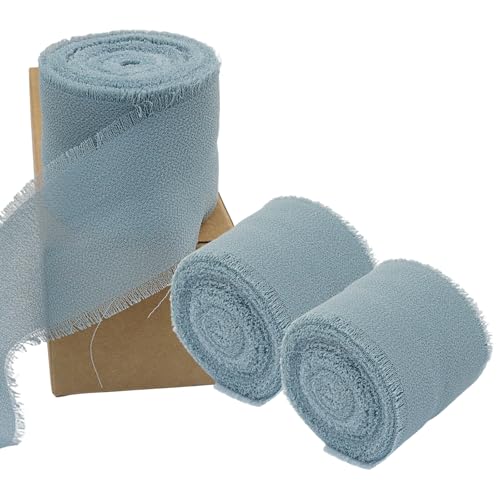 Zorfeter 3 Rollen handgemachtes Chiffonband, ausgefranste Fransen-Seidenbänder, 3,8 cm x 21 m, dekorative Bänder für Geschenkverpackungen, Hochzeitseinladungen, Brautsträuße, Dekorationen, 3 Rollen Zorfeter 3 Rollen handgemachtes Chiffonband, ausgefranste Fransen-Seidenbänder, 3,8 cm x 21 m, dekorative Bänder für Geschenkverpackungen, Hochzeitseinladungen, Brautsträuße, Dekorationen, 3 Rollen von Zorfeter