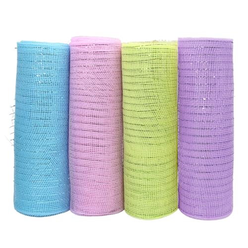 Zorfeter 4 Rollen Deko-Mesh-Band für Gedenktag, Kranzherstellung, Poly-Sackleinenband, 25,4 cm x 9 m, patriotische Dekoration für Unabhängigkeit/Basteln in den USA (Hellviolett, Hellrosa, Hellblau Zorfeter 4 Rollen Deko-Mesh-Band für Gedenktag, Kranzherstellung, Poly-Sackleinenband, 25,4 cm x 9 m, patriotische Dekoration für Unabhängigkeit/Basteln in den USA (Hellviolett, Hellrosa, Hellblau von Zorfeter