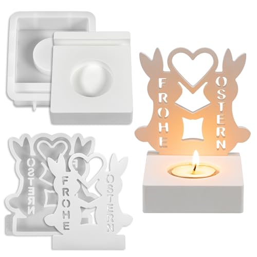 Zoruam Silikonformen GießFormen Ostern, Silikonform Ostern Hase, Ostern GießFormen Silikon, GießForm Ostern Silikonform 3D Osterhase Silikonform DIY Deko FüR Gips Kerzenhalter Handwerk (hase) von Zoruam