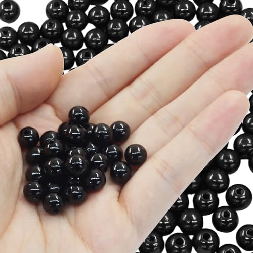 Zorveiio 500 Stück schwarze Perlen, 8 mm, runde Perlen mit Loch, lose Perlen, DIY-Schmuckherstellung, Zubehör für Armbänder / Halsketten Zorveiio 500 Stück schwarze Perlen, 8 mm, runde Perlen mit Loch, lose Perlen, DIY-Schmuckherstellung, Zubehör für Armbänder / Halsketten von Zorveiio