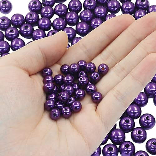 Zorveiio 500 Stück violette Perlen, 8 mm, runde Perlen mit Loch, zum Basteln, lose Perlen, DIY-Schmuckherstellung, Zubehör für Armbänder/Halsketten Zorveiio 500 Stück violette Perlen, 8 mm, runde Perlen mit Loch, zum Basteln, lose Perlen, DIY-Schmuckherstellung, Zubehör für Armbänder/Halsketten von Zorveiio