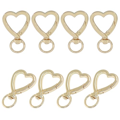 Zorveiio 8 Stück goldene Herzförmige Drehschnallen, Trigger-Federverschlüsse, Haken, Hardware, Schlüsselanhänger, Ringschnallen, modische Clips für Schlüsselanhänger/Tasche/Geldbörse/Handtasche Zorveiio 8 Stück goldene Herzförmige Drehschnallen, Trigger-Federverschlüsse, Haken, Hardware, Schlüsselanhänger, Ringschnallen, modische Clips für Schlüsselanhänger/Tasche/Geldbörse/Handtasche von Zorveiio