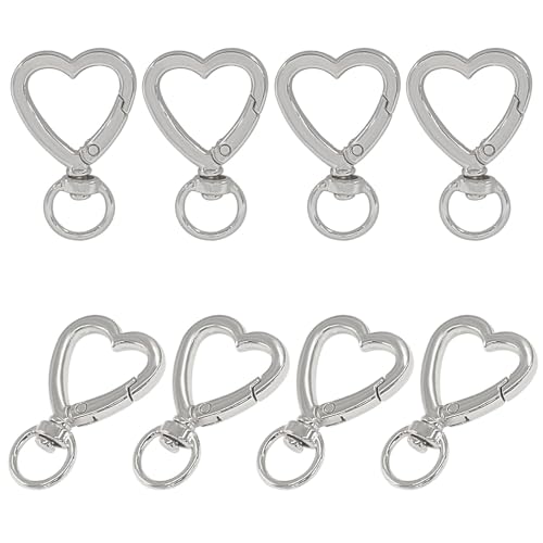 Zorveiio 8 Stück silberfarbene Herzförmige Drehschnallen, Trigger-Federverschlüsse, Haken, Hardware, Schlüsselanhänger, Ringschnallen, modische Clips für Schlüsselanhänger/Tasche/Geldbörse/Handtasche Zorveiio 8 Stück silberfarbene Herzförmige Drehschnallen, Trigger-Federverschlüsse, Haken, Hardware, Schlüsselanhänger, Ringschnallen, modische Clips für Schlüsselanhänger/Tasche/Geldbörse/Handtasche von Zorveiio