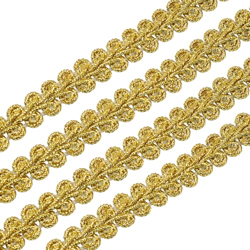 Zorveiio Spitzenborte mit Blumenmuster, goldfarben, 10 mm breit, geflochten, für Hochzeit, Kostüm, Schmuck, Basteln, Nähen, 22 Meter Zorveiio Spitzenborte mit Blumenmuster, goldfarben, 10 mm breit, geflochten, für Hochzeit, Kostüm, Schmuck, Basteln, Nähen, 22 Meter von Zorveiio
