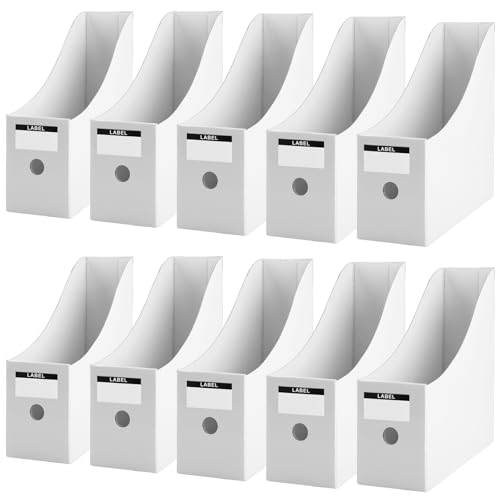 10 Stück Stehsammler aus Kraftpapier, Zeitschriftensammler Pappe, Ordner Organizer für Datei, Schreibwaren, Bürobedarf, einfache Lagerung(Weiß) von Zosenyer