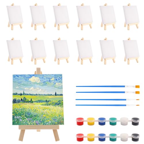 Zosenyer 12 Stück Staffelei Klein Set, Dreieck Faltbar 15 x 8cm Staffelei Holz, Leinwand Zum Bemalen 10x10 cm, mit Pinsel und Paint Tray, für Gemälde, Kinder Zeichnung, Bilderrahmen Kunst & Handwerk Zosenyer 12 Stück Staffelei Klein Set, Dreieck Faltbar 15 x 8cm Staffelei Holz, Leinwand Zum Bemalen 10x10 cm, mit Pinsel und Paint Tray, für Gemälde, Kinder Zeichnung, Bilderrahmen Kunst & Handwerk von Zosenyer