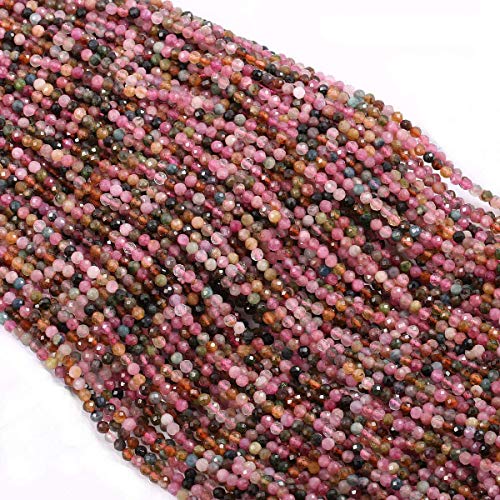 Turmalin-Perlen, natürliche Steine, Perlen, Edelstein, facettiert, lose Perlen für Schmuckherstellung, Armband, Halskette, Größe 3,5 mm, 2 Stränge/Packungslänge 38,1 cm von Zotoone