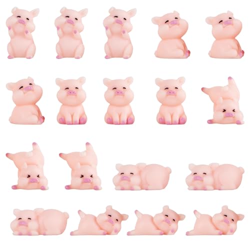 Zouboto 18 Stück Glücksschweinchen Set,Mini Glücksschweine Schweinchen,Glücksbringer Kleine Figuren,Schwein Deko für DIY Handwerk Kuchen Dekoration Tischdeko Kind Geburtstag Party von Zouboto
