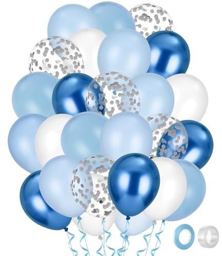 60 Stück Luftballons Blau, Luftballons Navy Hellblau Weiß mit Bändern, Ballons Blau 12 Zoll, Latex Luftballons Metallic Konfetti Ballons Set, für Kinder Geburtstag Hochzeit Taufe Baby Shower Deko 60 Stück Luftballons Blau, Luftballons Navy Hellblau Weiß mit Bändern, Ballons Blau 12 Zoll, Latex Luftballons Metallic Konfetti Ballons Set, für Kinder Geburtstag Hochzeit Taufe Baby Shower Deko von Zounin