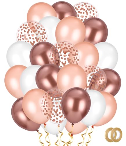 60 Stück Luftballons Rosa Set, Luftballons Weiß mit 2 Rollen goldener Band, Metallic Rosa Rosegold Konfetti Ballons, für Geburtstag, Valentinstag,Babyparty,Hochzeit Deko,Kinder Mottoparty Deko 60 Stück Luftballons Rosa Set, Luftballons Weiß mit 2 Rollen goldener Band, Metallic Rosa Rosegold Konfetti Ballons, für Geburtstag, Valentinstag,Babyparty,Hochzeit Deko,Kinder Mottoparty Deko von Zounin