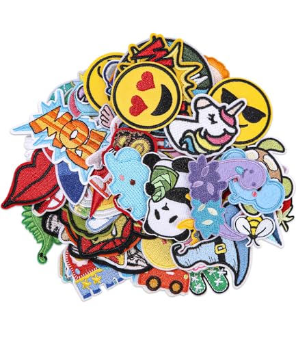60 Stück Patches zum Aufbügeln, Aufnäher Patches, Bügelflicken Kinder, bestickte Aufnäher, DIY Aufnäher zum Aufbügeln Zufällig Flicken, bügelbilder für textilien, für Rucksäcke Hosen Kleidung Hüte 60 Stück Patches zum Aufbügeln, Aufnäher Patches, Bügelflicken Kinder, bestickte Aufnäher, DIY Aufnäher zum Aufbügeln Zufällig Flicken, bügelbilder für textilien, für Rucksäcke Hosen Kleidung Hüte von Zounin