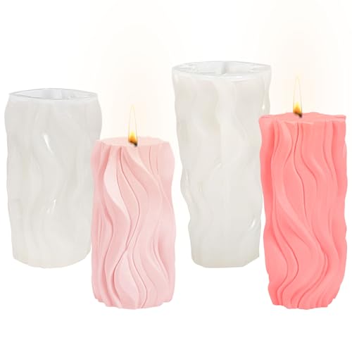 2 Stück Kerzenformen Zum Gießen, Silikonformen Kerzen Gießen Set, DIY Kerzen Formen Silikon, Silikonformen Gießformen Kerzen für Weihnachten Valentinstag (13.2CM+15.3CM) von Zouwel