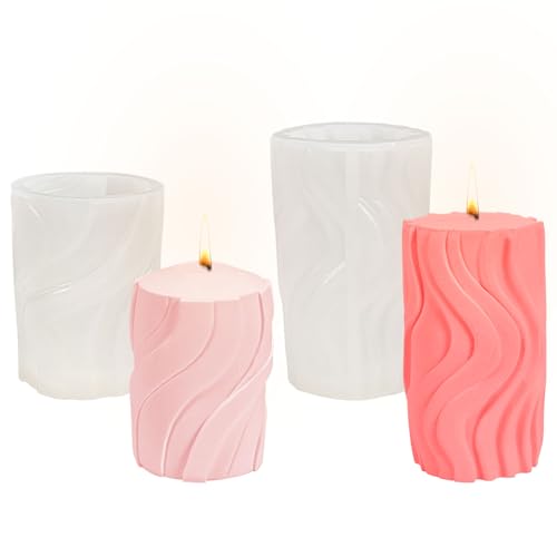 2 Stück Kerzenformen Zum Gießen, Silikonformen Kerzen Gießen set, DIY Kerzen Formen Silikon, Silikonformen Gießformen Kerzen für Weihnachten Valentinstag (9.2CM+11.2CM) von Zouwel