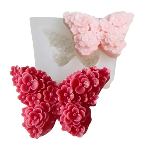 2 Stück Schmetterling kerzenformen 3D Silikonformen Kerzenform,Rose Schmetterling Form Silikon Kerzengießformen,Schmetterling Gipsformen Muttertag Valentinstag Tischdekorationen und Dekorationen von Zouwel