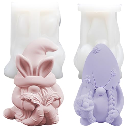Zouwel 2 Stück Silikonform Ostern Wichtel, 3D Silikonformen Gießformen Ostern Wichtel, Gießform Ostern Wichtel, Silikon Gießform Ostern Wichtel for Gips, Sojawachs, Kerzen, Handwerk (A) von Zouwel