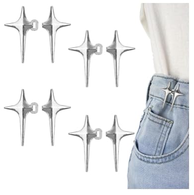 Verstellbarer Sternknopf-Clip, 4 Paar Stern-Jeansknöpfe, vierzackige Sterne, Jeansknöpfe, Anstecknadeln, Jeansknöpfe, abnehmbare Hosen-Taillenspanner für lose Jeans, Hosen Verstellbarer Sternknopf-Clip, 4 Paar Stern-Jeansknöpfe, vierzackige Sterne, Jeansknöpfe, Anstecknadeln, Jeansknöpfe, abnehmbare Hosen-Taillenspanner für lose Jeans, Hosen von Zovator