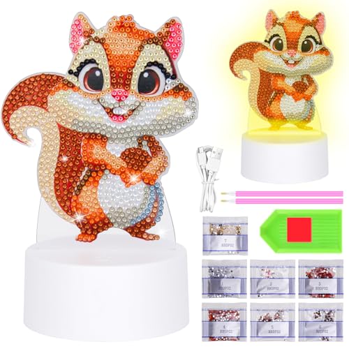 Zoyomax Diamond Painting Nachtlicht, Geschenke Für Mädchen 5 6 7 8 9 10 Jahre, 3D Kreative Diamond Painting Lampe Eichhörnchen, Weihnachten Spielzeug Geschenk Für Kinder Ab 6-12 Jahre Zoyomax Diamond Painting Nachtlicht, Geschenke Für Mädchen 5 6 7 8 9 10 Jahre, 3D Kreative Diamond Painting Lampe Eichhörnchen, Weihnachten Spielzeug Geschenk Für Kinder Ab 6-12 Jahre von Zoyomax