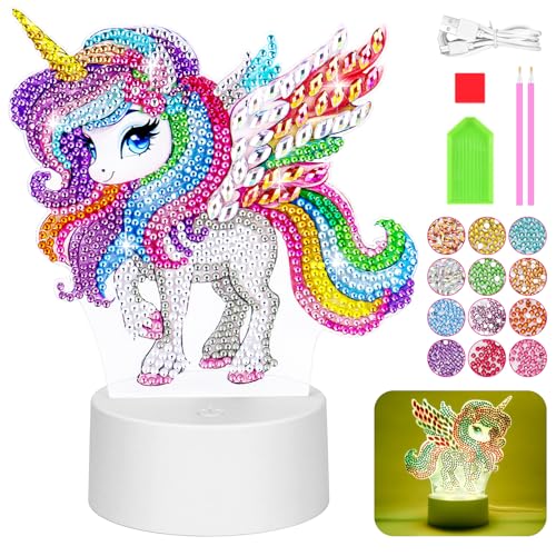 Zoyomax Diamond Painting Nachtlicht, Geschenke Für Mädchen 5 6 7 8 9 10 Jahre, 3D Kreative Diamond Painting Lampe Einhorn, Weihnachten Spielzeug Geschenk Für Kinder Ab 6-12 Jahre von Zoyomax