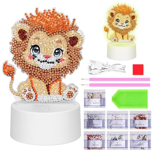 Zoyomax Diamond Painting Nachtlicht, Geschenke Für Mädchen 5 6 7 8 9 10 Jahre, 3D Kreative Diamond Painting Lampe Löwe, Weihnachten Spielzeug Geschenk Für Kinder Ab 6-12 Jahre Zoyomax Diamond Painting Nachtlicht, Geschenke Für Mädchen 5 6 7 8 9 10 Jahre, 3D Kreative Diamond Painting Lampe Löwe, Weihnachten Spielzeug Geschenk Für Kinder Ab 6-12 Jahre von Zoyomax