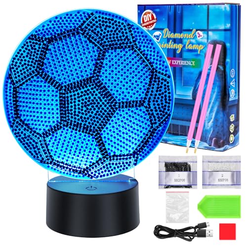 Zoyomax Diamond Painting Nachtlicht, Geschenke für Kinder 5 6 7 8 9 10 Jahre, 3D Diamond Painting Lampe Fußball Kreative Spielzeug, Perlenbilder für Kinder für Jungen ab 6-12 Jahre von Zoyomax