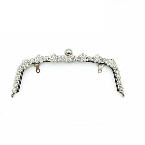 Metall Taschenrahmen 22CM Mode Bogen Blume Diamant Metall Herstellung Kuss Verschluss Geldbörse Rahmen for Tasche Kupplung Verschluss Zu Die Tasche Zubehör Tasche(22CM Silver) von Zpengtai
