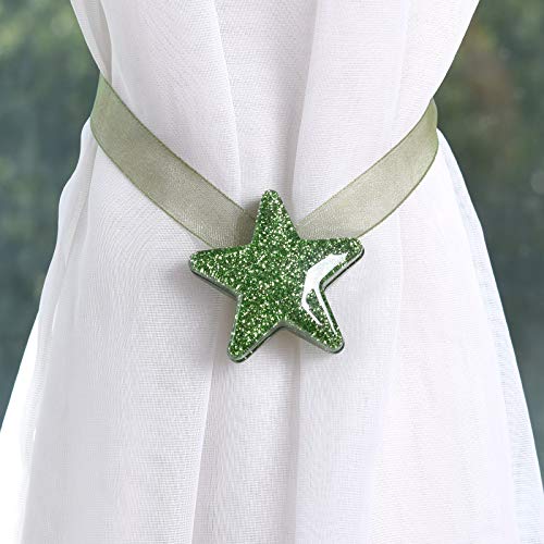 Vorhang Raffhalter 2 stücke Magnetische Pentagramm Vorhang Krawatte Seil Risse Backback Accessoires Backs Holdbacks Schnalle Clips Hakenhalter Home Decor Vorhang Ring Gardinenhalter(Green) von Zpengtai