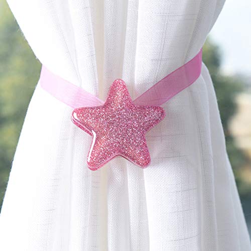 Vorhang Raffhalter 2 stücke Magnetische Pentagramm Vorhang Krawatte Seil Risse Backback Accessoires Backs Holdbacks Schnalle Clips Hakenhalter Home Decor Vorhang Ring Gardinenhalter(Pink) von Zpengtai