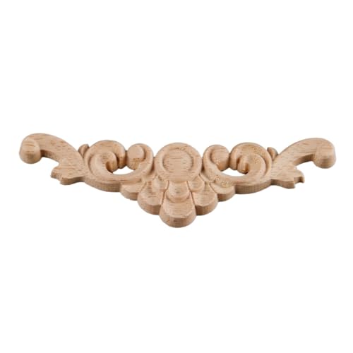 Zpengtai Holzornamente 1 Stück Mehrtyp Holz Geschnitzte Aufkleber Ecke Lange Onlay Applikation unbemalt Tür Möbel Holzschnitzerei dekorative Holzfiguren Handwerk Geschnitzte(13x4cm) von Zpengtai