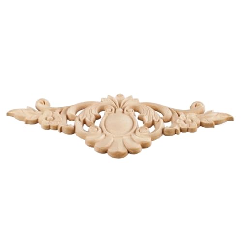 Zpengtai Holzornamente 1 Stück Mehrtyp Holz Geschnitzte Aufkleber Ecke Lange Onlay Applikation unbemalt Tür Möbel Holzschnitzerei dekorative Holzfiguren Handwerk Geschnitzte(24x9cm) von Zpengtai
