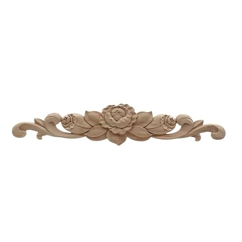 Zpengtai Holzornamente Holz geschnitzt Aufkleber Ecke Rahmen Türen Möbel Holzschnitzerei dekorative Holzfiguren Handwerk Lange Applikation Dekoration Geschnitzte(30cmX7cm) von Zpengtai