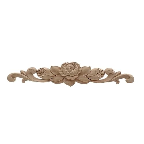 Zpengtai Holzornamente Holz geschnitzt Aufkleber Ecke Rahmen Türen Möbel Holzschnitzerei dekorative Holzfiguren Handwerk Lange Applikation Dekoration Geschnitzte(50cmX10cm) von Zpengtai